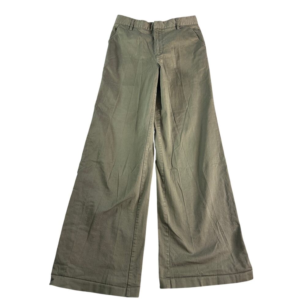 Good American Chino Pants 4/27 Fatigue Olive Green Straight Leg Cotton Stretch